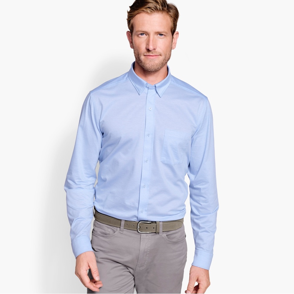 JOHNSTON & MURPHY XC Flex® Stretch Long-Sleeve Shirt - Blue Birdseye